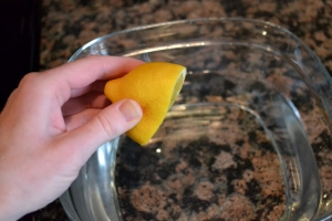 lemon in water bowl